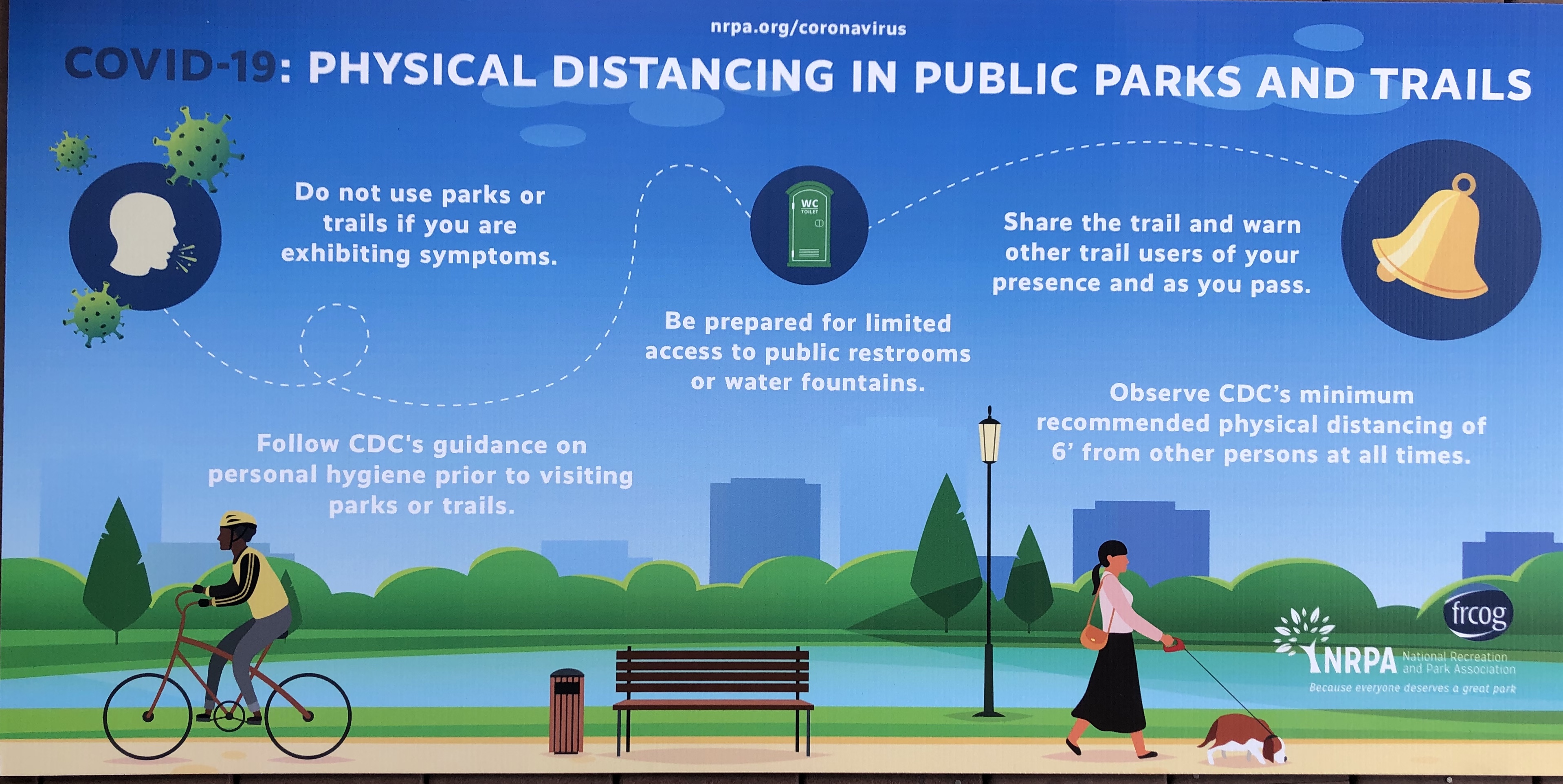 COVID-19: PHYSICAL DISTANCING IN PUBLIC PARKS AND TRAILS SIGN